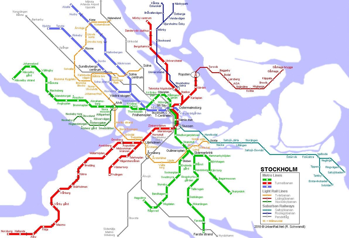 Швецыя tunnelbana карце