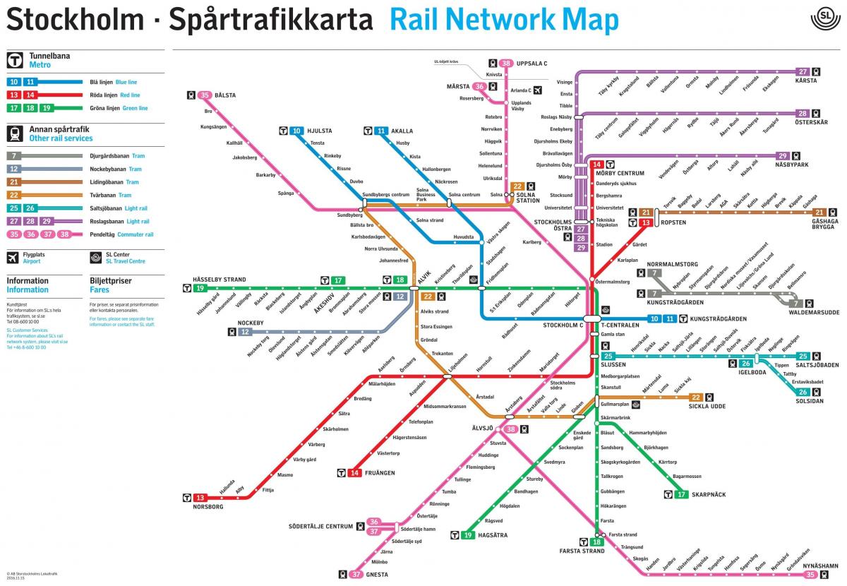 Стакгольмскае метро карта Швецыя